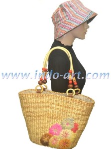 CRAFT BAGS Natural Bag With Flower Knitting (2)